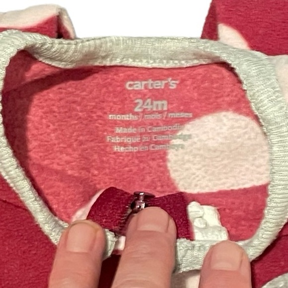 Carter’s Cozy Footie Baby Deer Polka Dot Jammies 24 mths - Picture 4 of 5